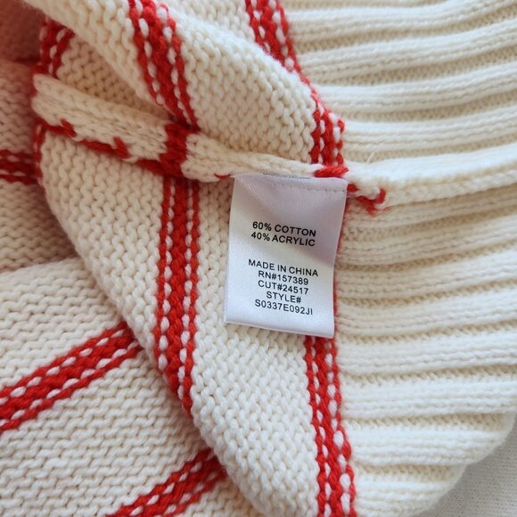Originality Striped Love More Cropped Sweater Cream Red Knit Preppy Cute Cozy - Picture 7 of 9
